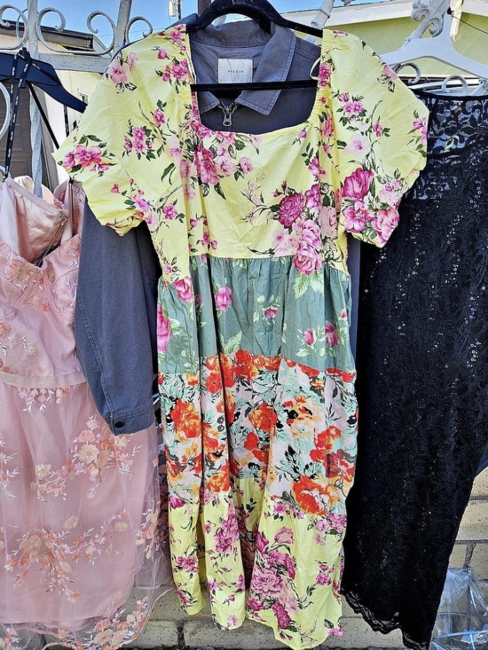 Meadow Rhodes Floral Maxi Dress Yellow & Green Size 3X